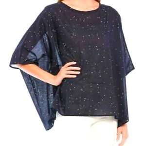 Eileen Fisher Splatter Print Voile Box Top Ink SM